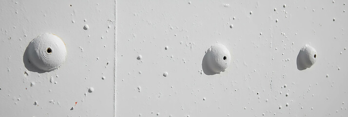 Poster - Minimalist white wall texture with screw holes for design and background use