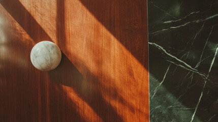 Aufkleber - Elegant interior design texture with wooden surface and marble accents for modern decor