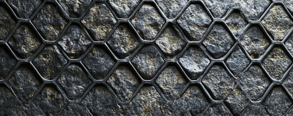 Poster - Industrial hexagonal mesh texture on rough surface for design and background