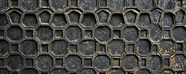 Aufkleber - Geometric hexagonal mesh texture with rough surface pattern for design