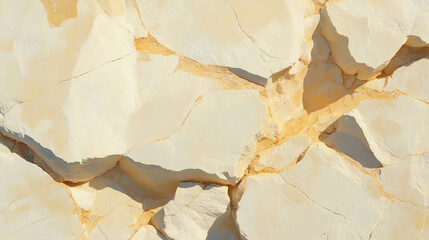 Poster - Detailed texture of yellow cracked limestone with deep fissures for natural design inspiration