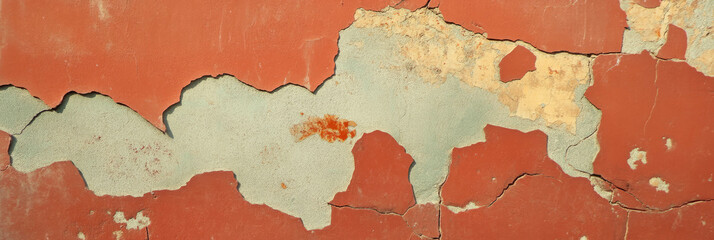 Poster - Textured wall with chipped plaster and rough grey markings