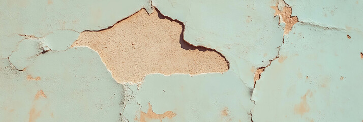 Poster - Weathered wall with chipped plaster and rough grey markings for rustic design inspiration