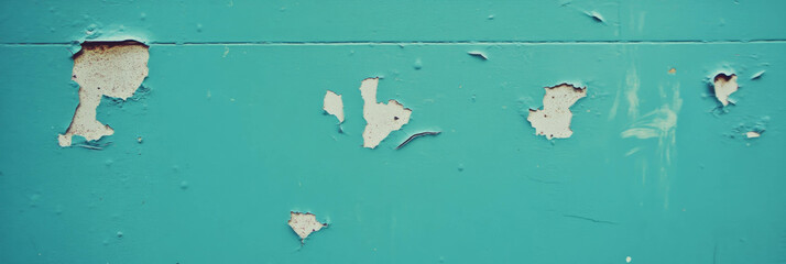 Poster - Weathered wall texture with chipped plaster and rough grey markings for creative background design