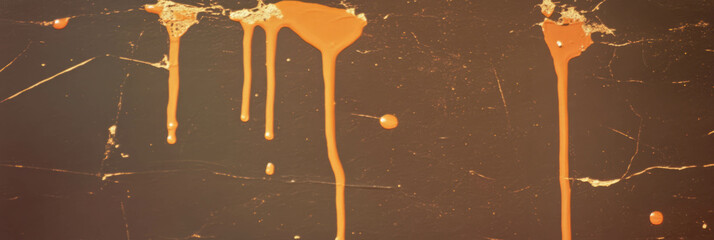 Poster - Textured wall with chipped plaster and orange drips