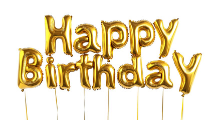 Poster - Golden helium numerals spelling happy birthday hovering against transparent surface