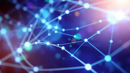 Poster - Futuristic network connection background with abstract 3D hologram effect