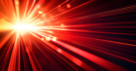 Poster - Radiant red light beams and lines, dynamic image background