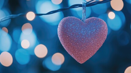 Wall Mural - Pink Heart Garland with Lights