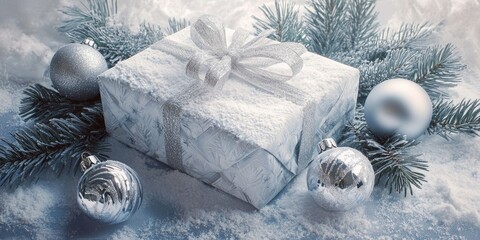 Canvas Print - Snow-covered gift presentation