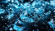 © boy 3344 - A clean sheet of glass covered in crystal-clear water droplets, tinted with a soft blue hue. The cool tone enhances the minimalist and abstract nature of the image,