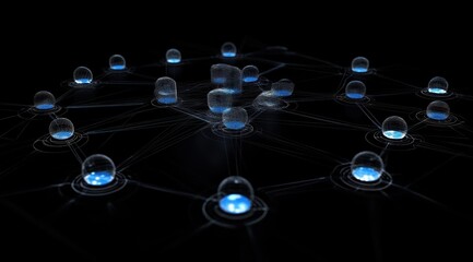 Poster - Network of interconnected glowing orbs.