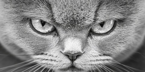 Canvas Print - Black and White Cat Face