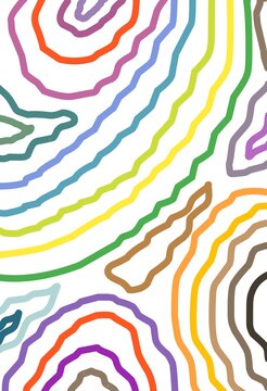 Colorful Contour Line Pattern on White Background