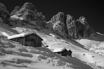 Sticker - Cabin in Snowy Landscape