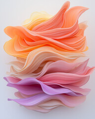 Poster - Stacked wave slices transitioning from pale salmon at the base to soft cream near the top, forming