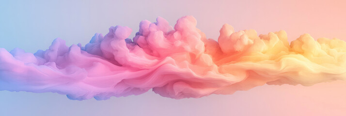 Poster - A dreamy swirl of pastel rainbow clouds set against a subtle gradient sky, as if painted with