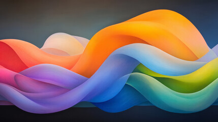 Poster - Bold, liquid-like ribbons twisting upward, each band reflecting a different portion of the color