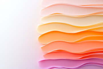 Aufkleber - Smooth pill-shaped forms stacked in gentle tiers, transitioning from warm pink at the base to a