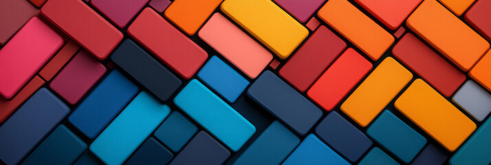 Leinwandbilder - Abstract pattern of closely packed short pillars, each finished in a glossy bright color, forming a