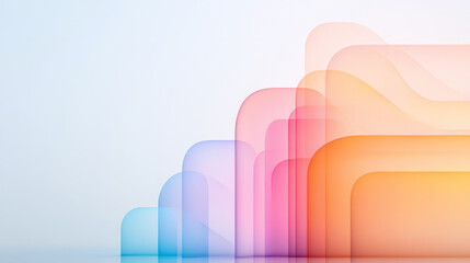 Aufkleber - Towering, partially transparent tubes in translucent rainbow hues, layered over a stark gray
