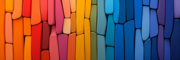 Leinwandbilder - Abstract pattern of closely packed short pillars, each finished in a glossy bright color, forming a