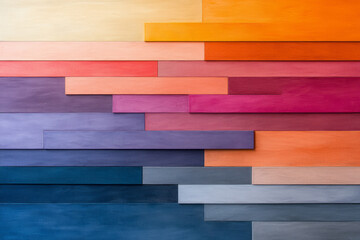 Aufkleber - Bold layers of horizontal stripes transitioning from warm orange to magenta, arranged in