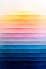 Poster - Minimalist sunset silhouette where broad rectangular bands in varying shades of pink and yellow
