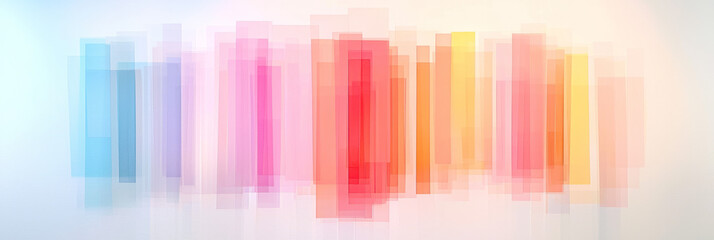 Poster - Pastel-hued stripes spanning the width of the image, intersected by angular shapes that blend from