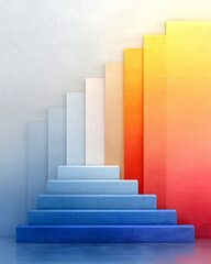 Aufkleber - Simple color blocks arranged as offset layers, reflecting the shifting orange-to-rose spectrum of a