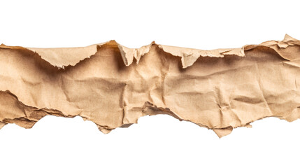 Poster - Crumpled brown wrapping paper displaying torn edges against transparent backdrop