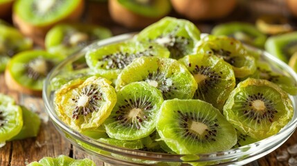 Poster - A bowl of sliced green kiwis, showcasing their vibrant color and texture.