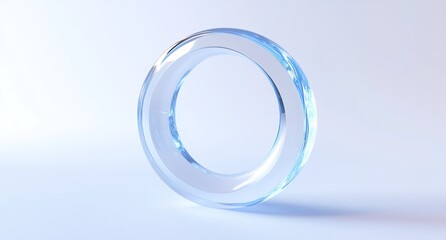 Poster - Glass ring, translucent, light blue, 3D render.