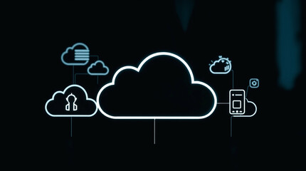 Poster - Illuminated network connectivity symbolized through glowing cloud representations