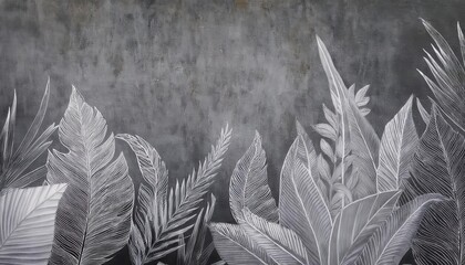 Poster - abstract illustration of white feather-like shapes against dark textured background, suitable for modern graphic design projects