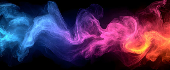 Poster - Swirling Colorful Smoke Streams Abstract Art Against a Dark Backdrop with a Gradient Effect