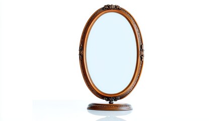 Aufkleber - Elegant Ornate Hand Mirror Isolated on White Background with Intricate Frame Design