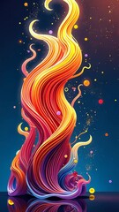 Poster - A colorful, long, and curvy line of beads. The beads are in various colors and sizes