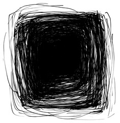 Wall Mural - png square scribble abstract drawing black.