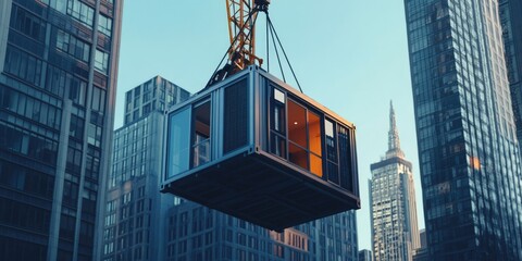 Poster - Building Lifted by Crane