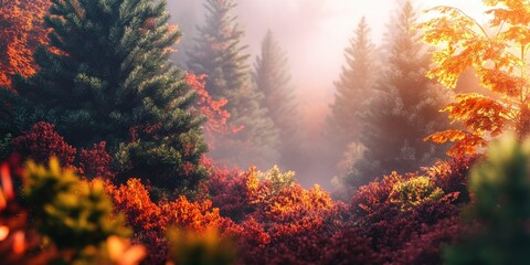 Poster - Sunlight filtering through forest trees