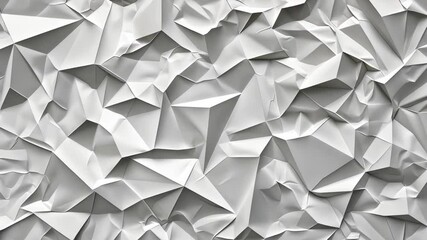 Poster - Crumpled white texture showcases a dynamic interplay of light and shadow emphasizing depth and form in a minimalist environment