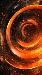 Wall Mural - abstract fiery spiral design with glowing particles and dark rings