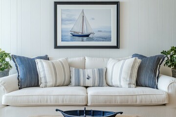 Wall Mural - White couch and picture