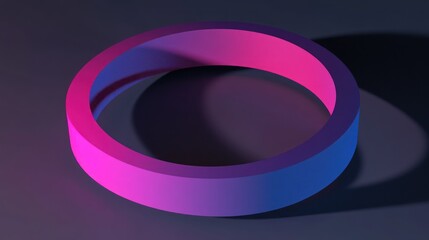Poster - Gradient pink-blue torus ring on dark background.