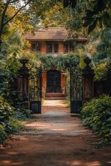 Wall Mural - House in Lush Green Forest