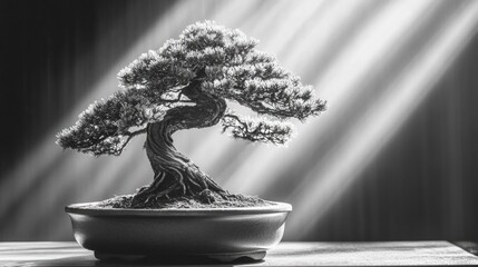 Poster - Bonsai Tree on Wooden Table