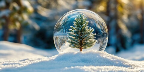 Wall Mural - snow globe tree
