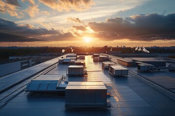 Poster - Roof sunset building