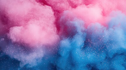 Poster - A dreamy pink and blue mist effect with sparkles, ethereal cute background with copy space.